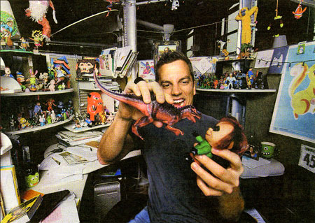 Justin Gammon playing with toys.
